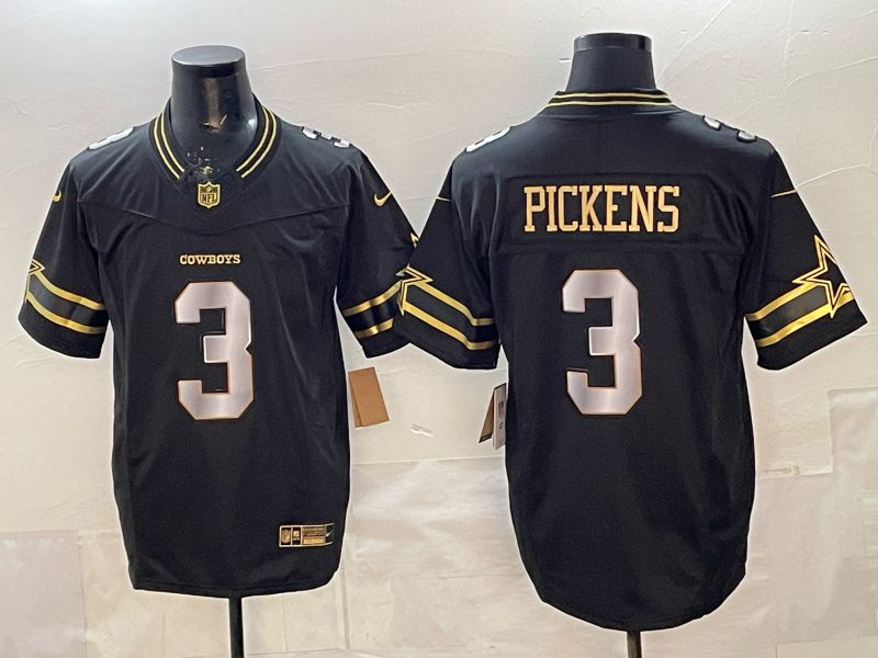 Men 2026 Dallas Cowboys #3 Pickens Black gold 6th generation Nike Limited NFL Jersey style 01->dallas cowboys->NFL Jersey